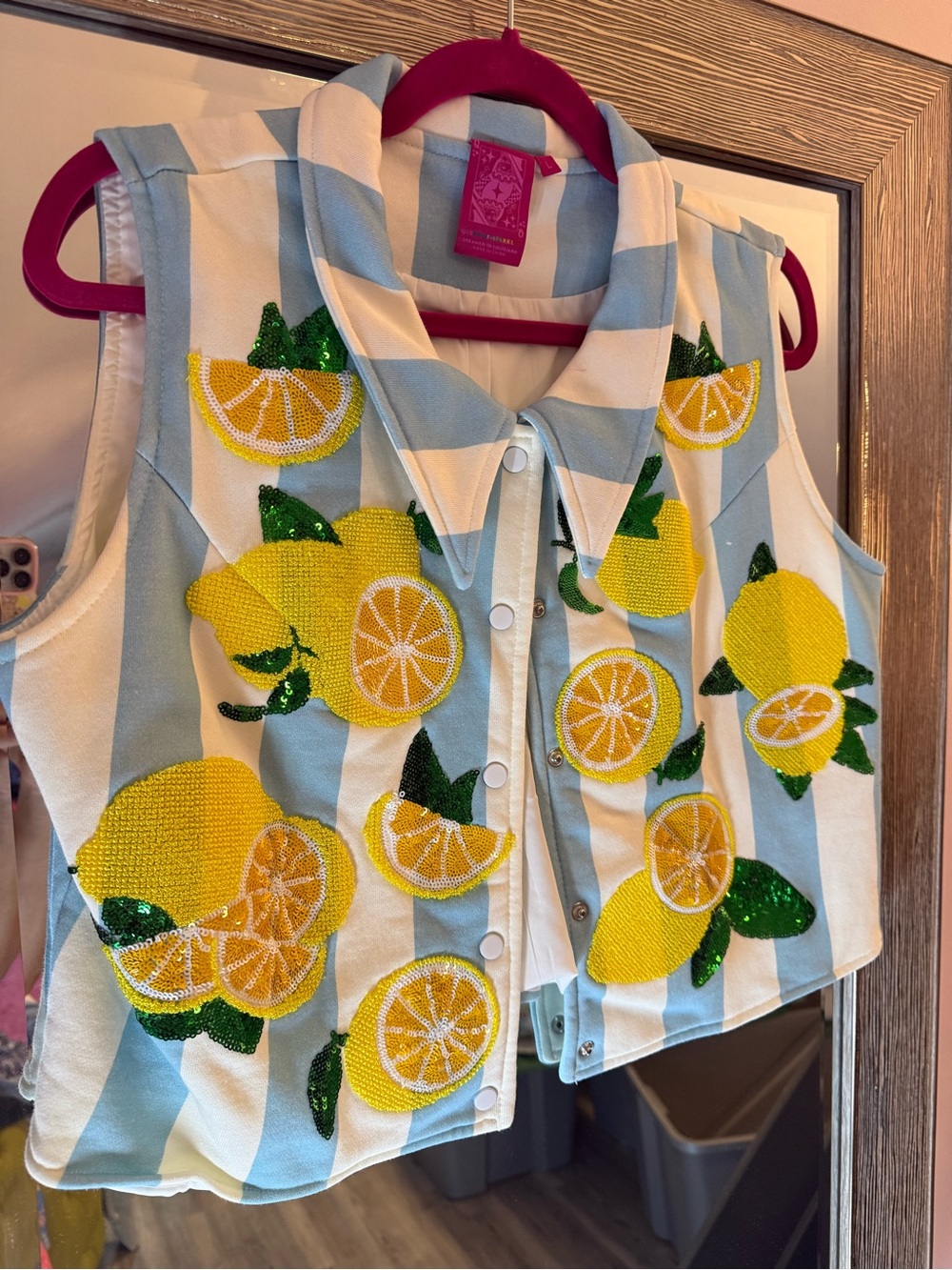 Sequin Lemon Appliqué Sleeveless Crop Top/Vest Queen of Sparkles